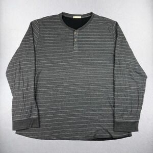 Marine Layer Henley Shirt Mens XXL Gray Striped Long Sleeve Rayon Blend Casual